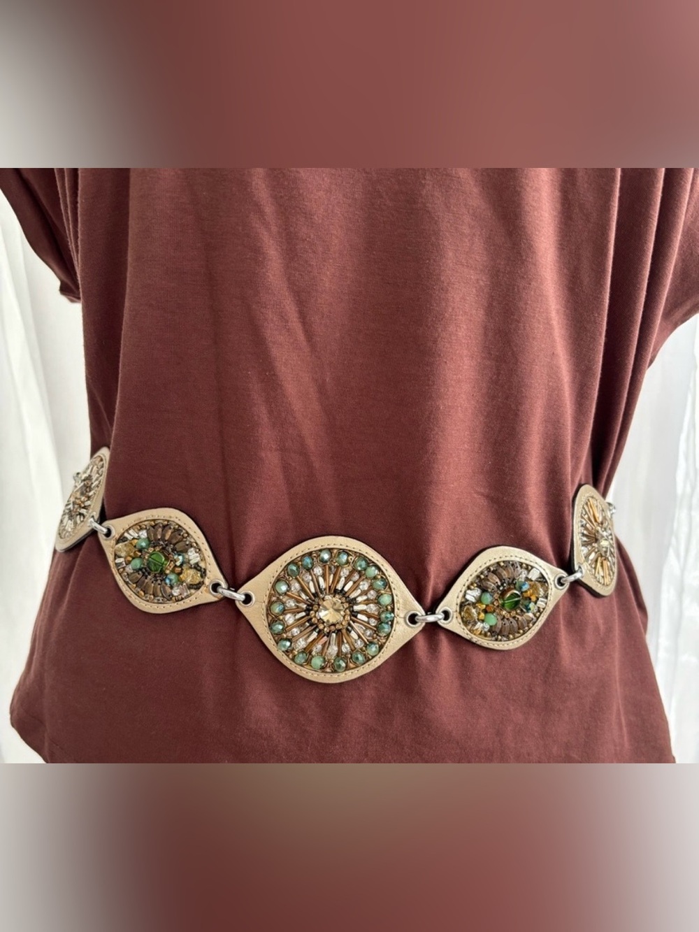 Vintage 1990s Chico's Beaded Medallion Boho Belt